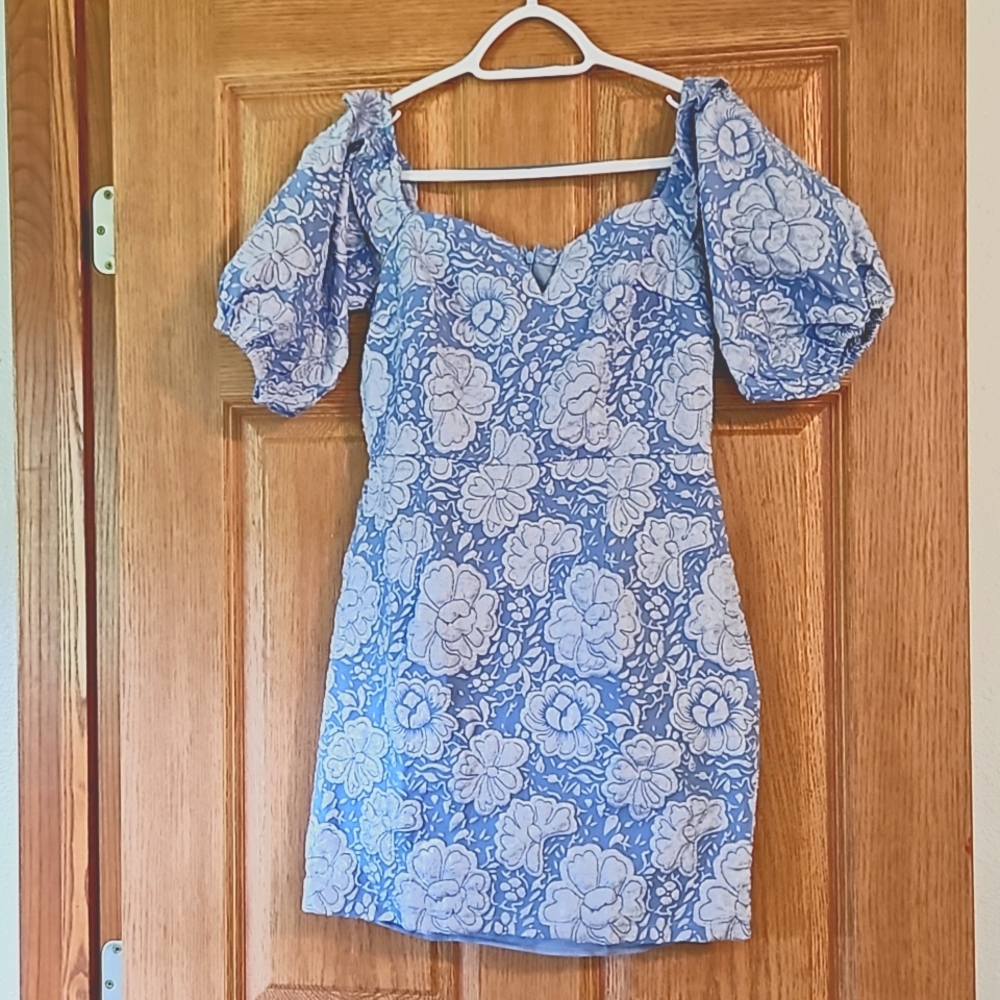 Sollinarry Mini On or Off Shoulder Dress Sz. M NWT Puffy Sleeve V neck stunner